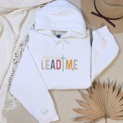 Spirit Lead Me Embroidered Crewneck Sweatshirts Hoodies, Full Chest w/ Sleeve Embroidery