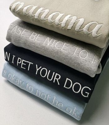 Embroidered Sweatshirts &amp; Hoodies, CUSTOMIZE and PERSONALIZE w/ Your Own Text, Font, Thread and Shirt Color