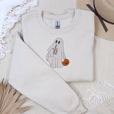 Halloween Ghost with Drink Embroidery