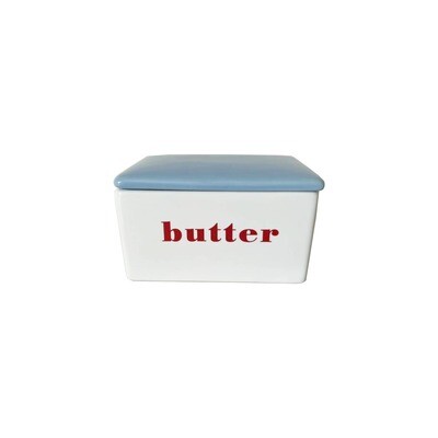 Ceramic Butter Box, Red, White & Blue