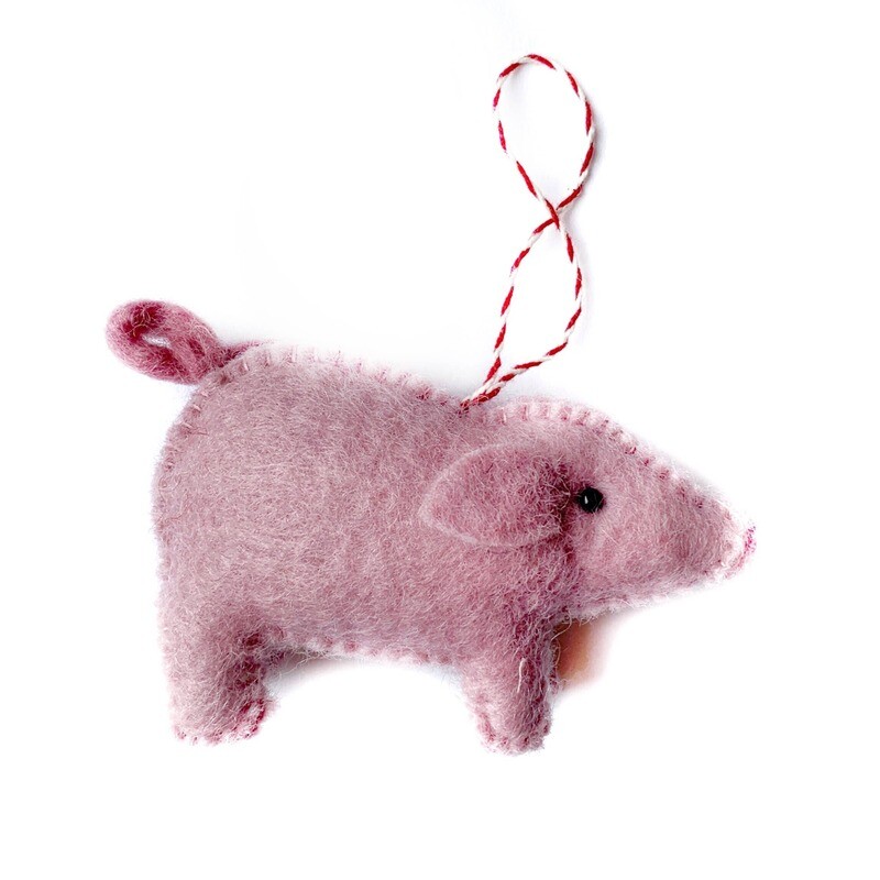 Pig Felt Wool Ornament