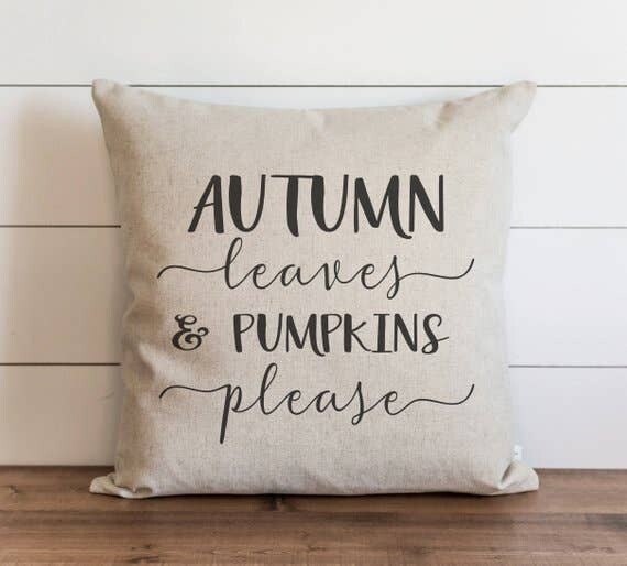 Autumn Leaves & Pumpkins Please Pillow