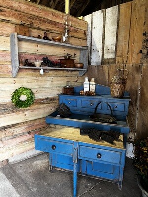 Amish Blue Dry Sink with pull out work table