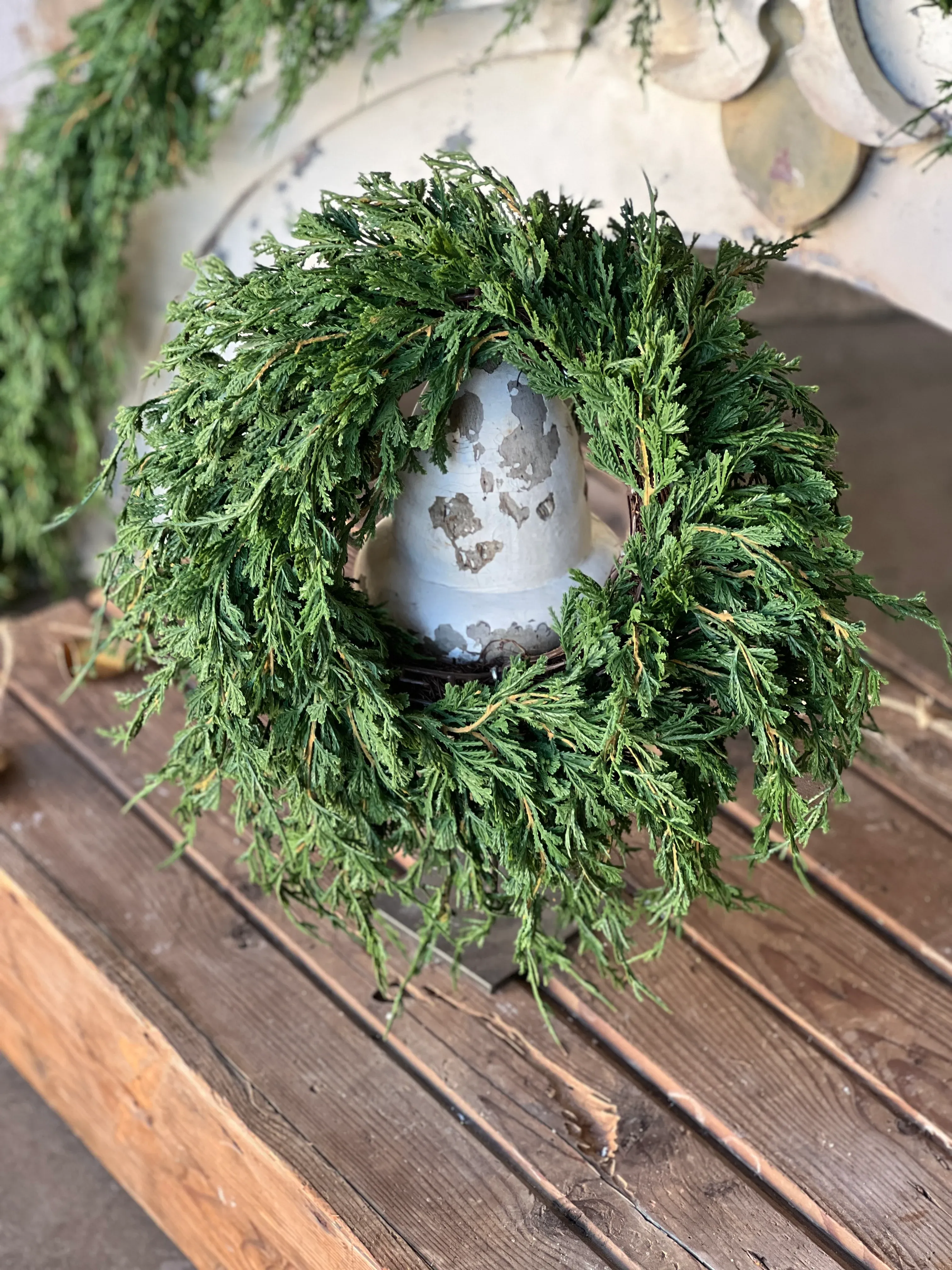 Draping Evergreen Soft Touch Candle Ring / Wreath