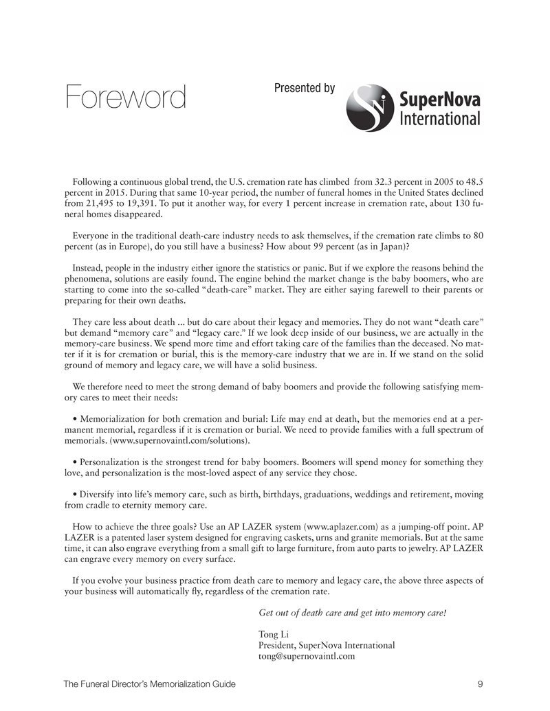 The Funeral Director's Guide to Memorialization