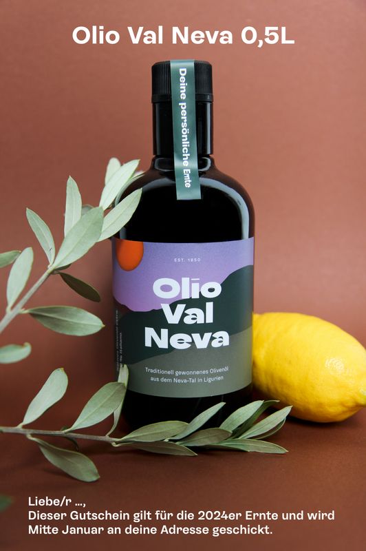 Gutschein für die neue 2024er Ernte Olio Val Neva