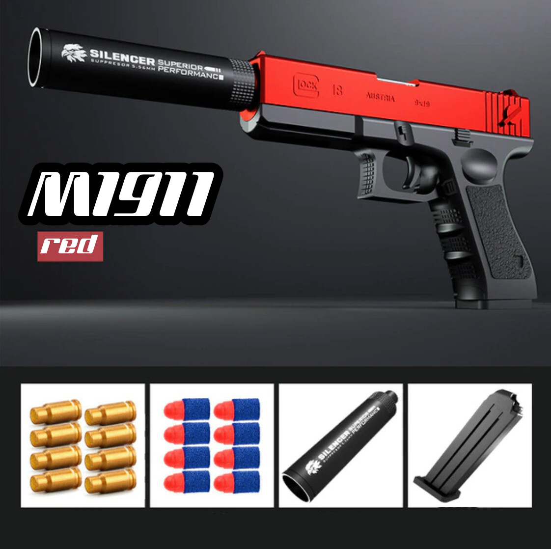 M1911 Glock Softball pistol with silencer