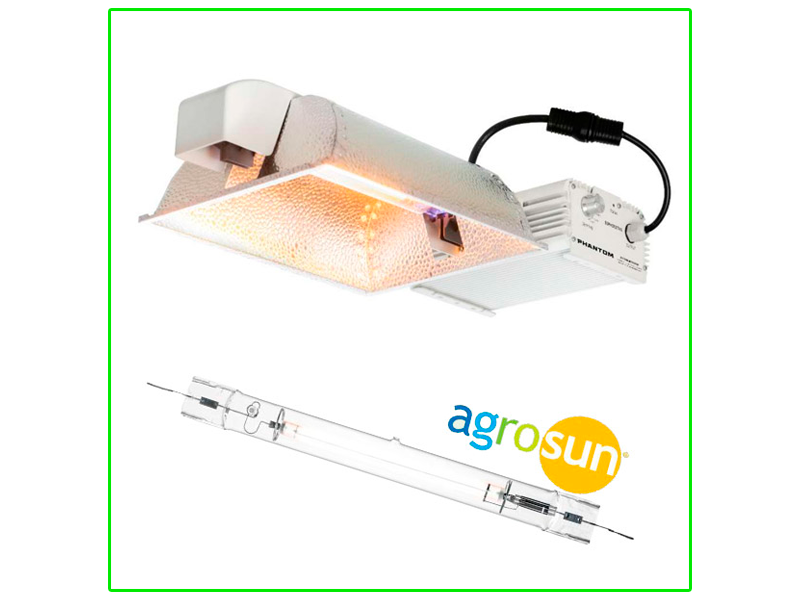 Kit 1000W HPS Phantom Pro Cerrado + Bombilla Agrosun (Double Ended)