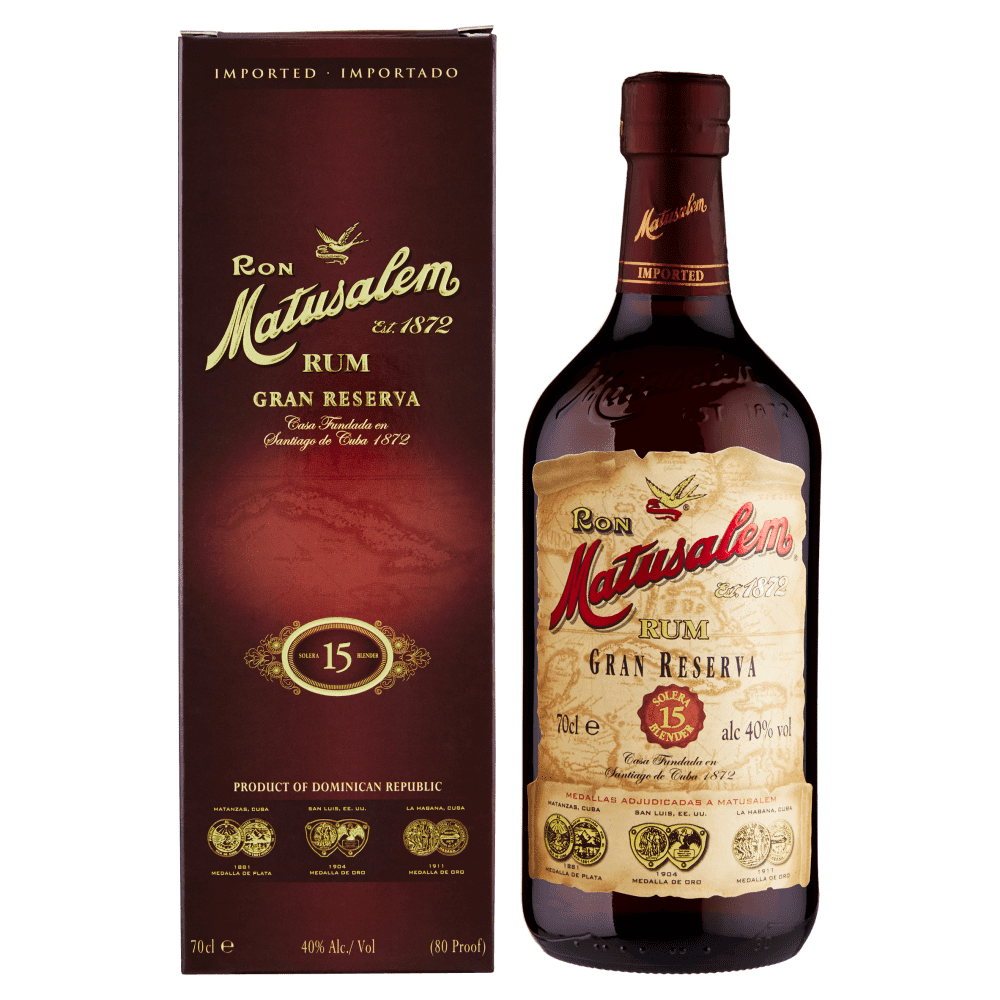 RUM MATUSALEM 15 ANOS GRAN RESERVA CL 70 40% VOL. ASTUCCIATO