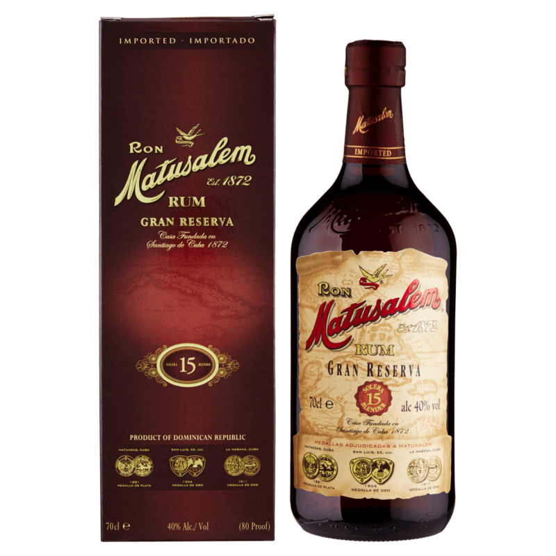 RUM MATUSALEM 15 ANOS GRAN RESERVA CL 70 40% VOL. ASTUCCIATO