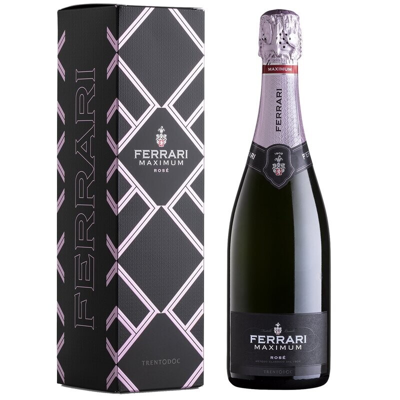 SPUMANTE FERRARI MAXIMUM ROSE' TRENTO DOC CL 75  12,5%VOL. ASTUCCIATO