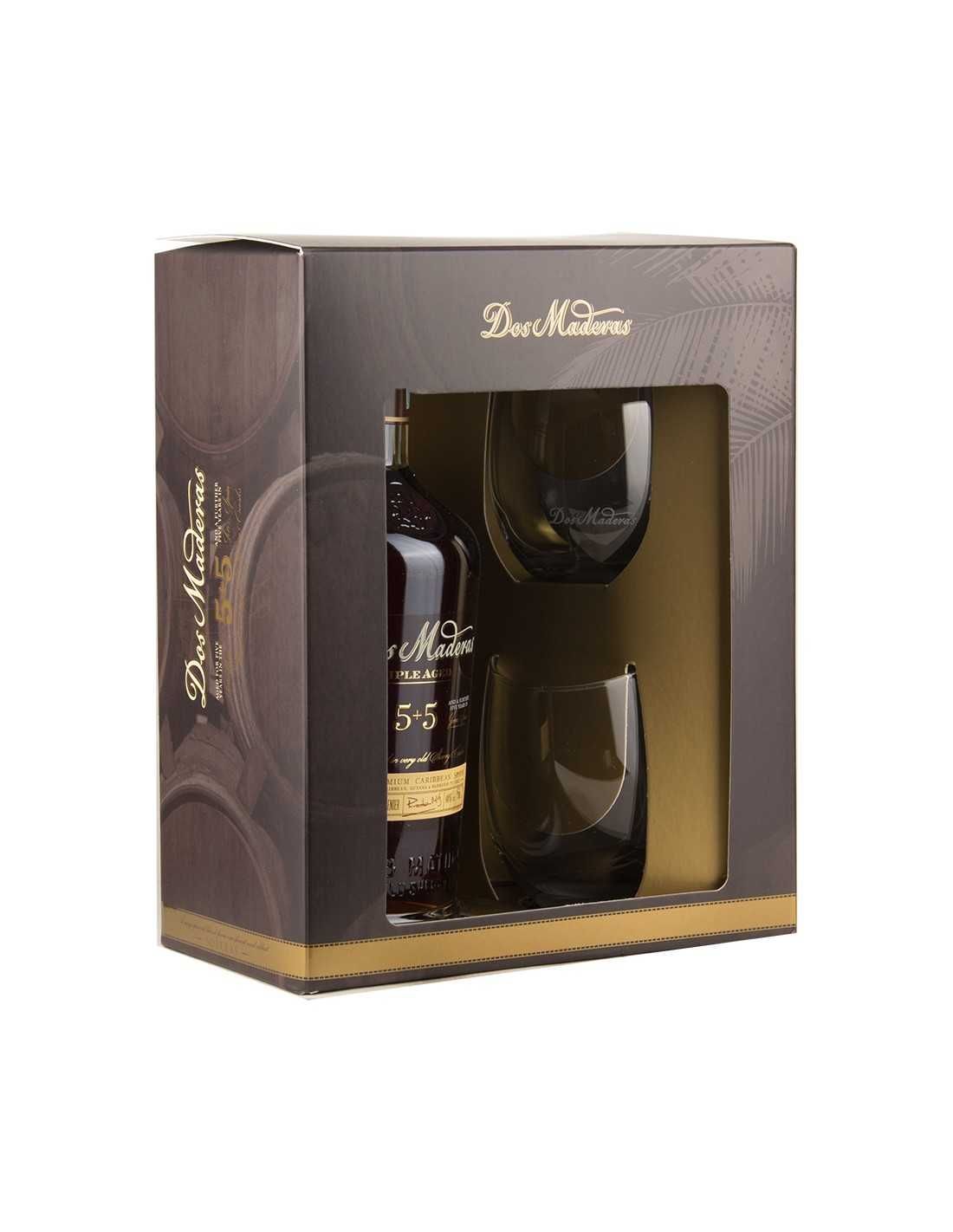 RUM DOS MADERAS 5+5 CL70 40% VOL. CONFEZIONE REGALO + 2 BICCHEIRI