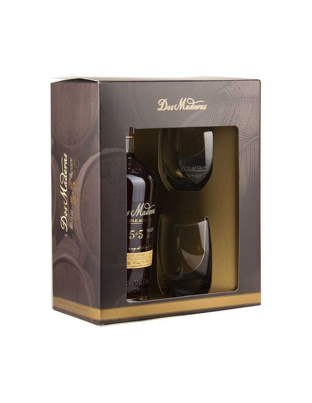RUM DOS MADERAS 5+5 CL70 40% VOL. CONFEZIONE REGALO + 2 BICCHEIRI