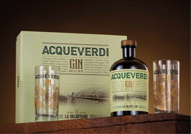 GIN ACQUEVERDI LA VALDOTAINE LT ASTUCCIATO + 2 BICCHIERI