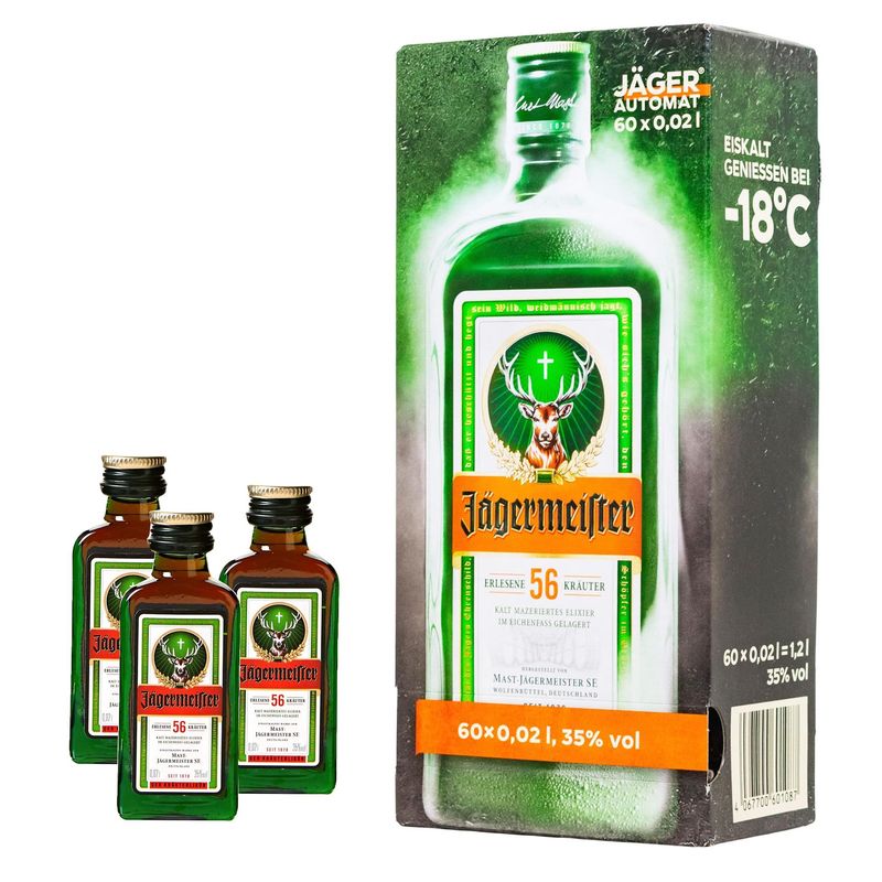 BOX MIGNON JAGERMEISTER 0,02L 35% VOL. X 60 BOTTIGLIETTE