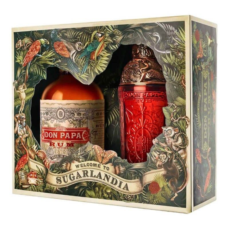 RUM DON PAPA 7YO AGED IN OAK 40% VOL. CL 70 + SHAKER BOX REGALO RUM DON PAPA 7YO AGED IN OAK 40% VOL. CL 70 + SHAKER BOX REGALO