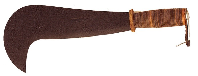 Roncola c/manico in cuoio cm.45