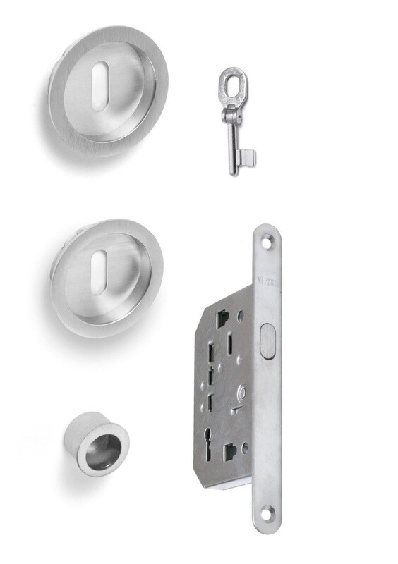 Serratura kit per porte scorrevoli nicchia tonda c/chiave