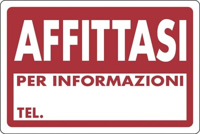 Targa segnaletica affitasi pz.10