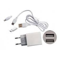 Caricatore usb da parete con cavo di ricarica 2,4a - 2 usb- cm 100