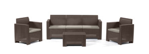 Salotto in resina  nebraska 4 pezzi c\cuscini col.marrone