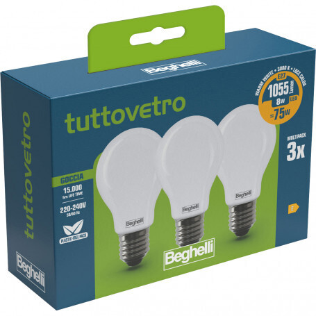 Lampade Led Goccia E27 8W set 3pz BEGHELLI