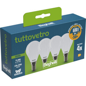Lampade Led Sfera E14 5W set 4pz BEGHELLI