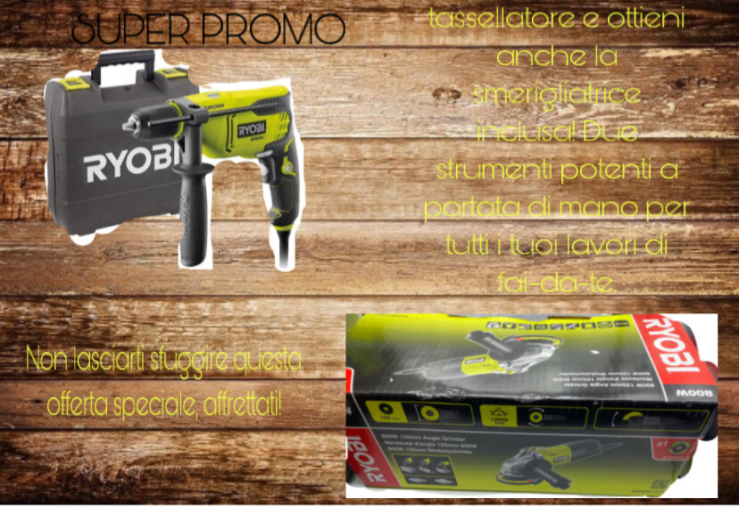 Kit Trapano “Rpd800-K” E Smerigliatrice “Rag800-125g” – Ryobi