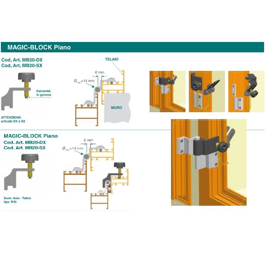 Ferma Persiana Magic Block TMS art MB20 Destro