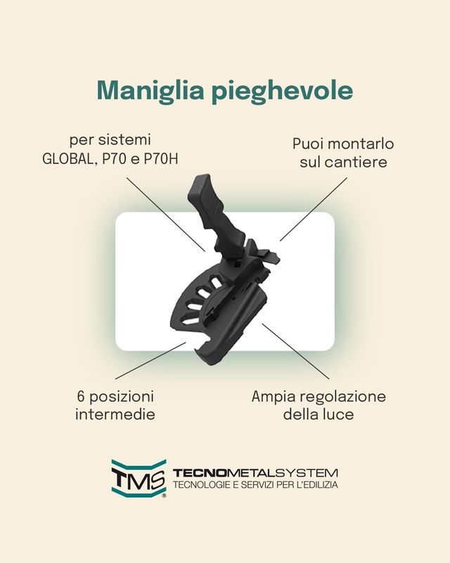 Maniglia pieghevole per comandi persiane orientabili coppia dx+sx