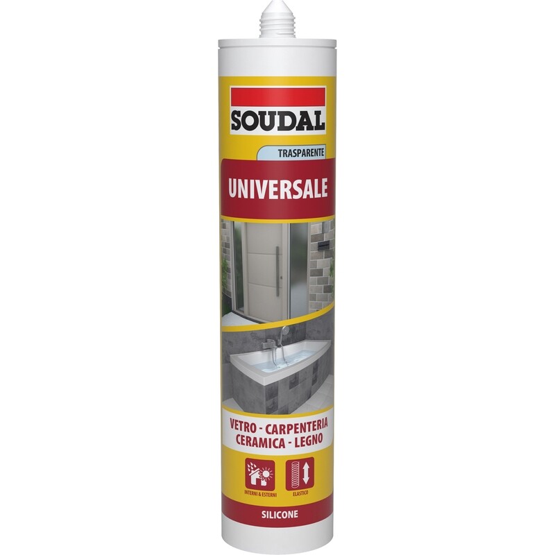 Silicone Soudal trasparente 280 ml - 24 pz, spedizione gratuita