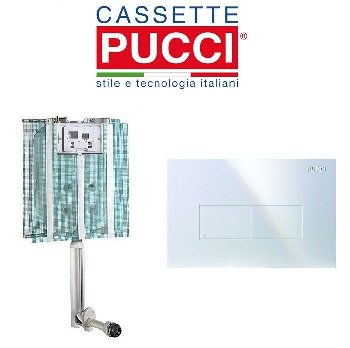 Cassetta da incasso ECO doppio scarico 9/4 litri con placca bianca PUCCI