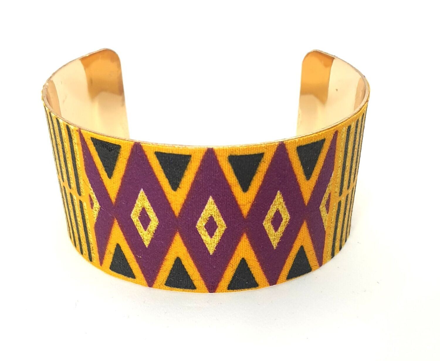 Manchette large Thalya
Jaune, violet, noir et doré