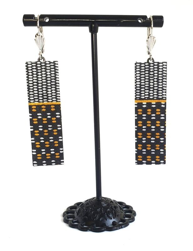 Boucles d'oreilles 
Jaune, noir et blanc