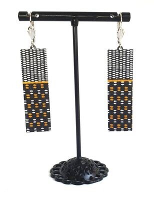 Boucles d'oreilles 
Jaune, noir et blanc