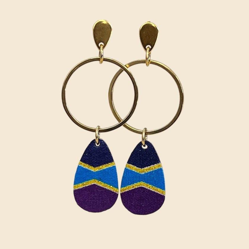 Boucles d'oreilles Odessa
Bleu, violet  et doré