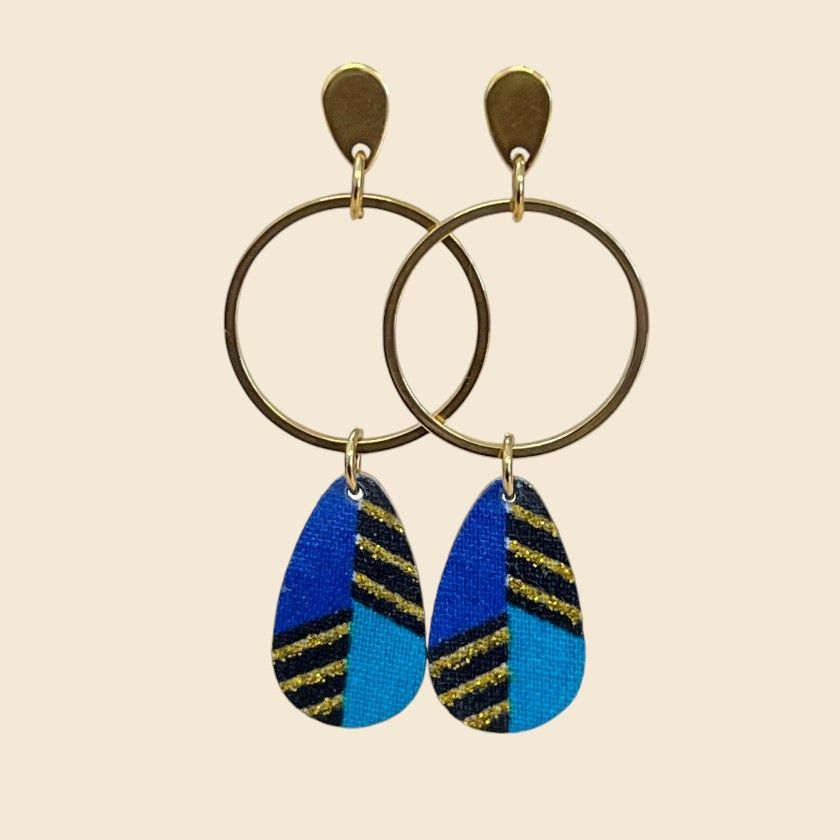 Boucles d'oreilles Odessa Bleu et doré