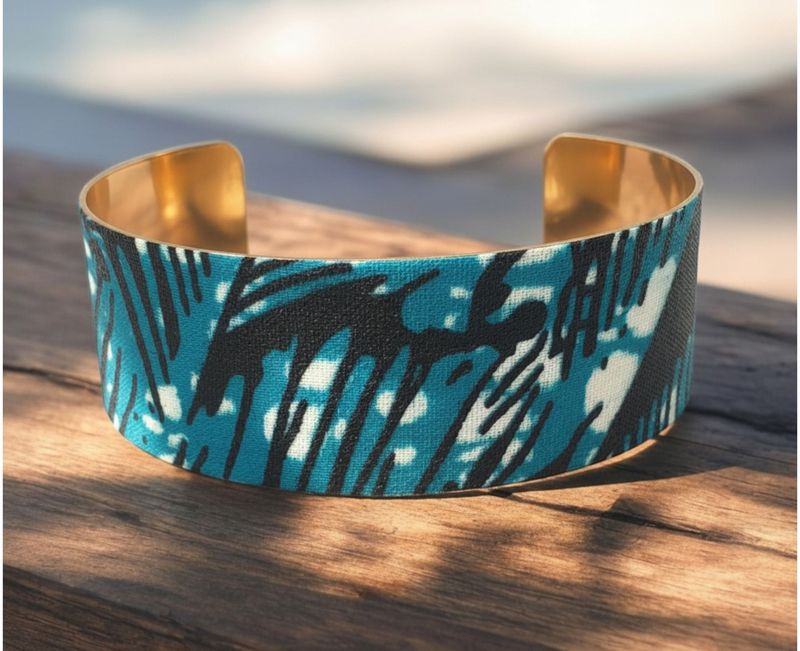 Manchette thalya en wax turquoise