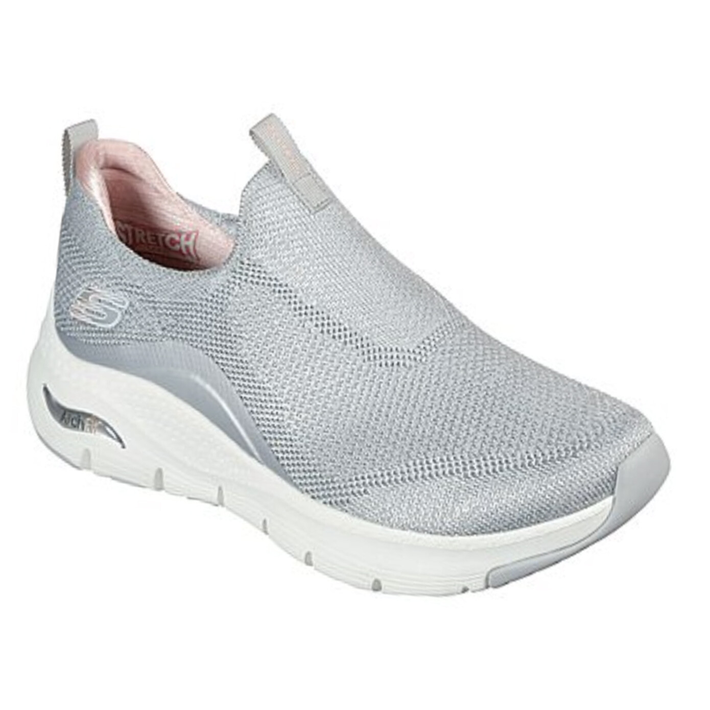 Skechers Arch-Fit - Keep It Up Light Grey / Pink - Scarpe Donna