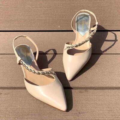 Cafè Noir Décolleté Beige con Cinturino Asimmetrico - Scarpe Donna