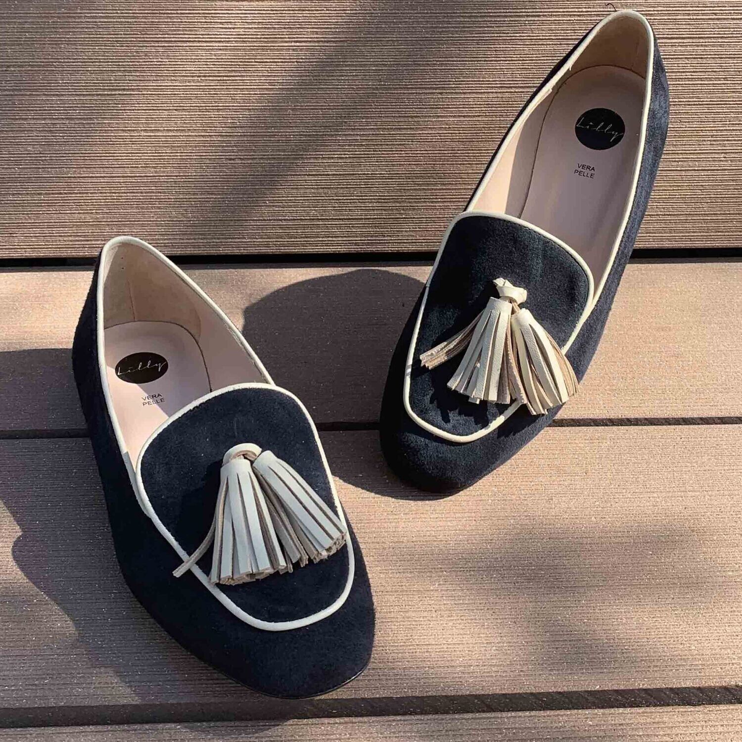 Lilly Mocassini con Nappine Blu - Scarpe Donna