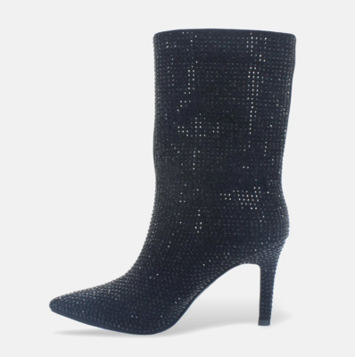 Kharisma Stivaletto Tacco a Punta e Strass Nero - Scarpe Donna