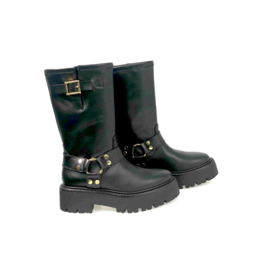 Ovye stivale in Pelle con Fibbia Dorata - Scarpe Donna