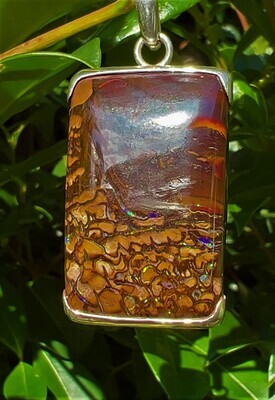 Waterfall Boulder Opal Silver Pendant