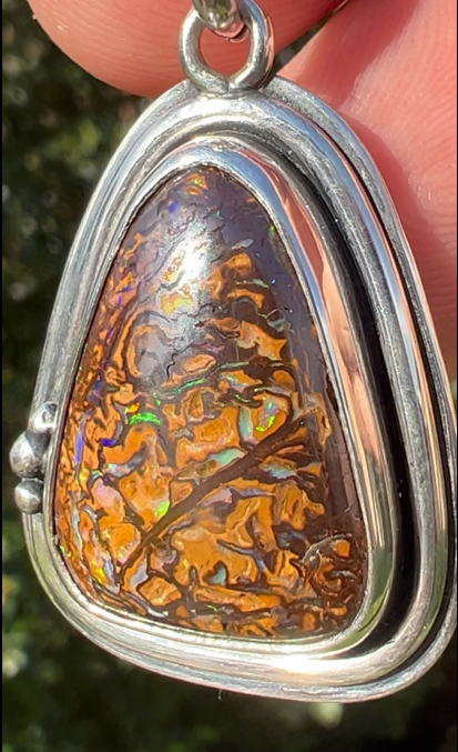 Koroit Boulder Opal Silver Pendant