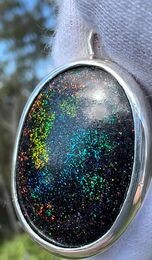 Fairy Opal Round Sterling Silver Pendant