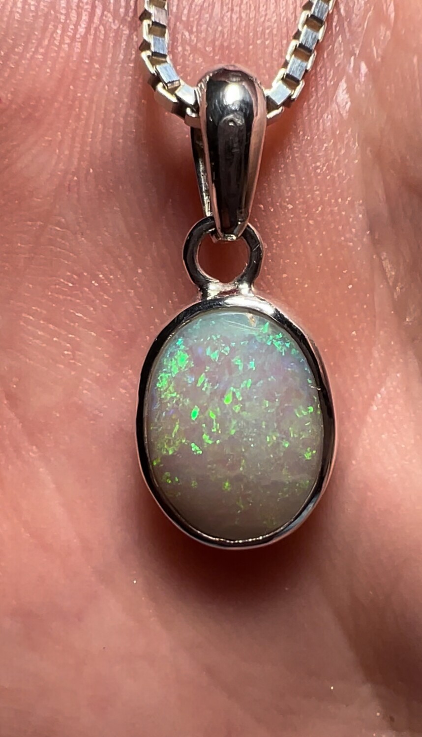 Lightning Ridge Light Pinfire Opal Sterling Silver Pendant