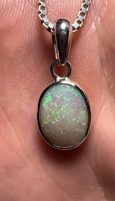 Lightning Ridge Light Pinfire Opal Sterling Silver Pendant