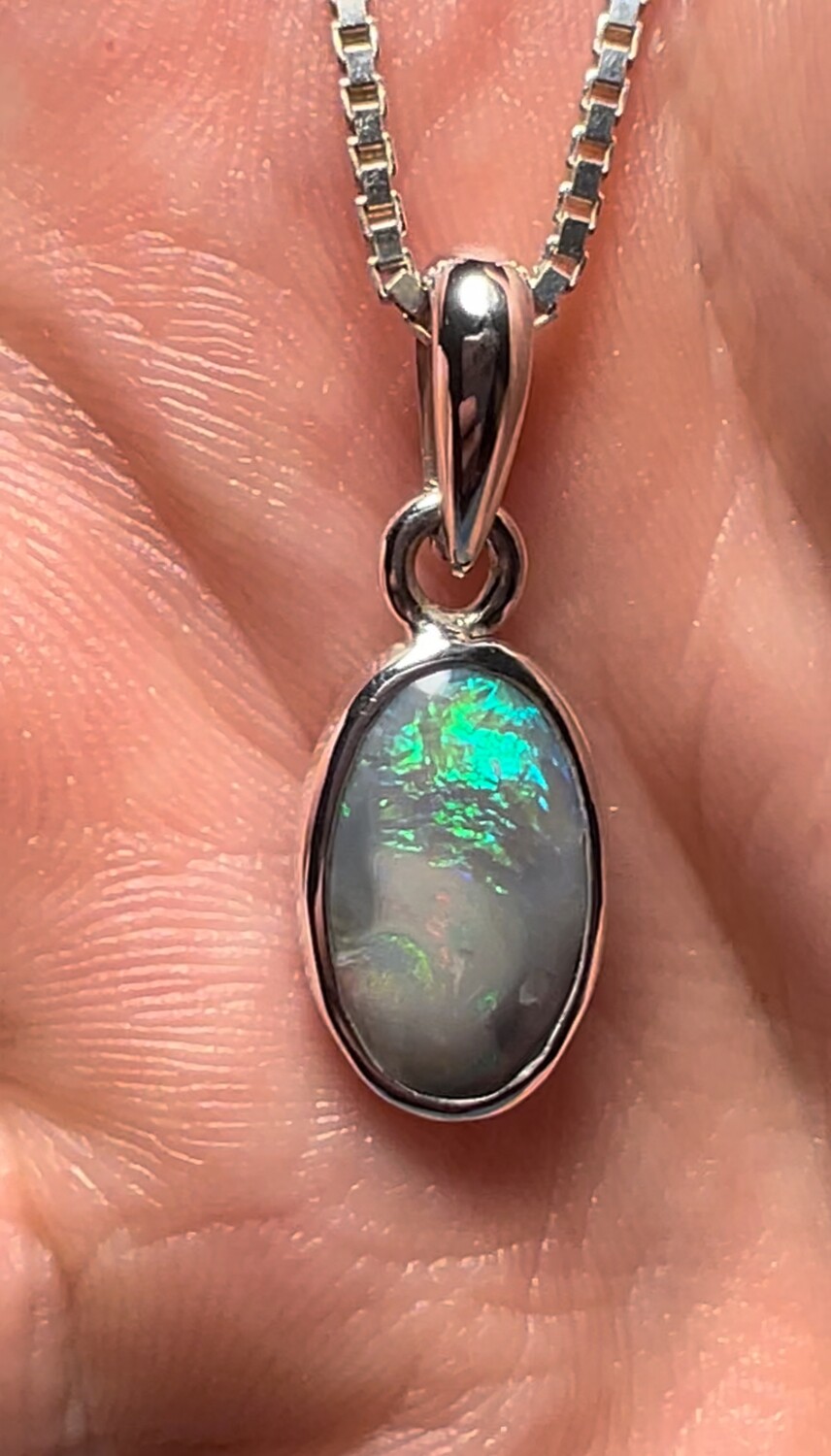 Lightning Ridge Picture Opal Sterling Silver Pendant