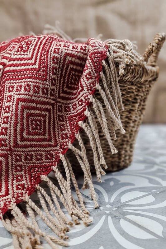 Alpaka-Decke Alpaka-Decke "Antay" (dunkelrot/beige)
